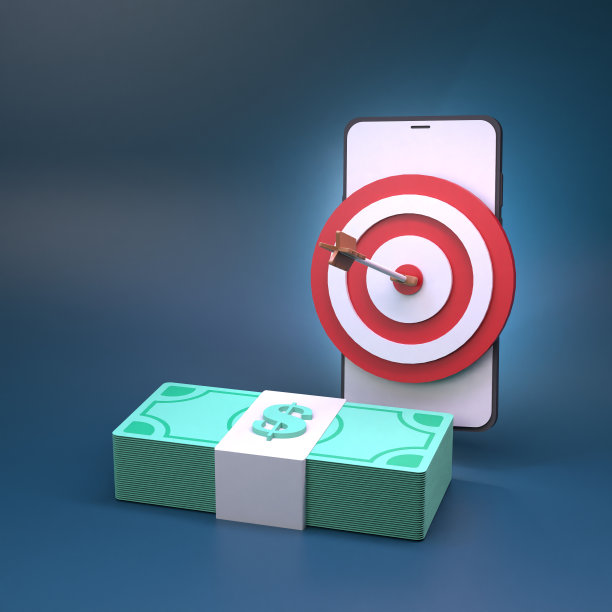 手机和红色目标。3 d渲染插图。图片下载
