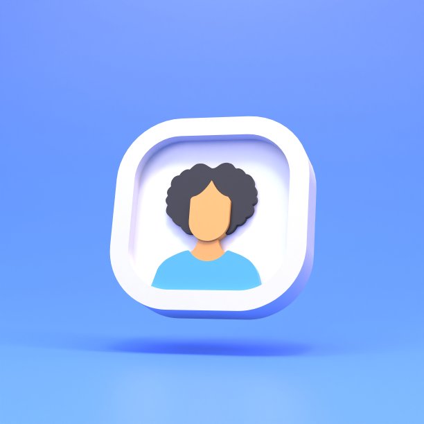 蓝色背景上的女孩图标。3 d渲染图图片下载