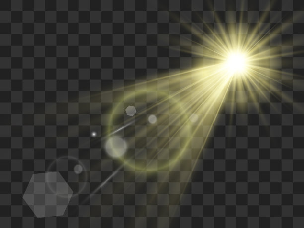 亮丽的明星。透明背景上的光效果矢量插图。图片下载