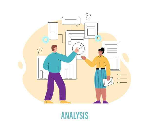 分析概念与业务团队检查数据，平面矢量隔离。图片下载