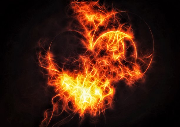 燃烧的心形火焰的插图图片下载