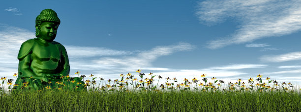 绿色冥想- 3D渲染图片下载