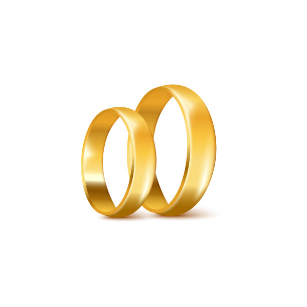 婚戒为结婚夫妇，现实的矢量插图孤立。图片下载