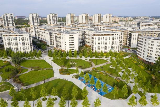 现代住宅区，鸟瞰图图片下载