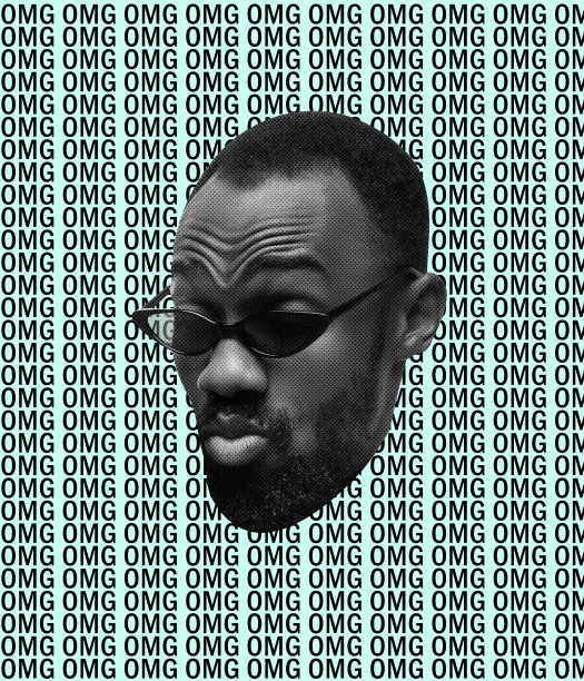 创意设计。感性时尚的非洲人在时尚太阳镜孤立在gren背景与字母图片下载