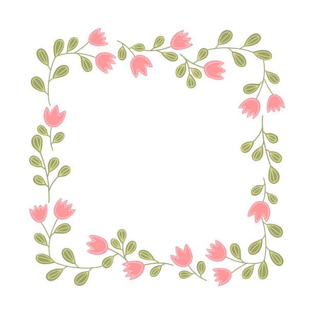 手绘郁金香画框。图片下载