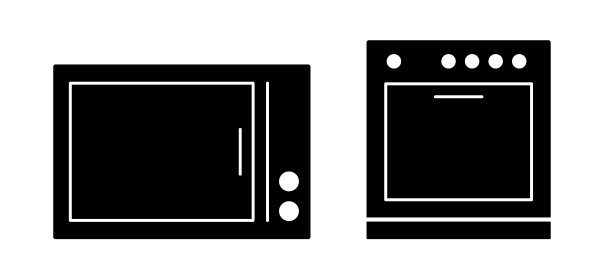 烤箱或炉子和微波炉矢量图标图片下载
