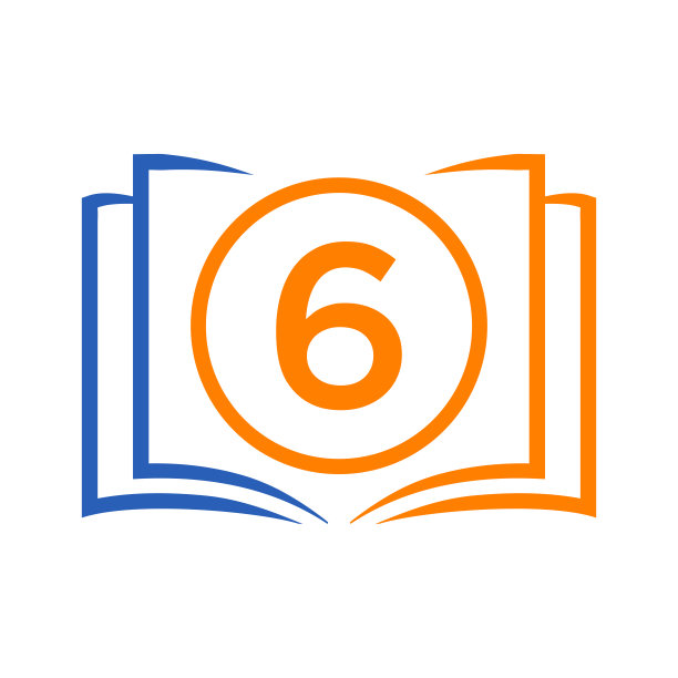 教育标志在字母6模板。打开书标志上6个字母，最初的教育标志概念模板图片下载