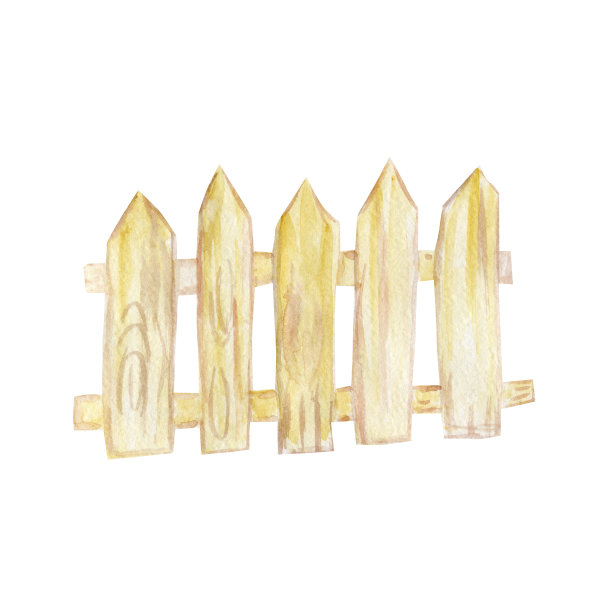 木栅栏。水彩插图图片下载