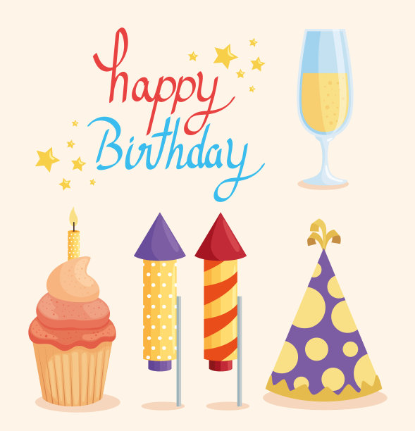 六个生日快乐图标图片下载