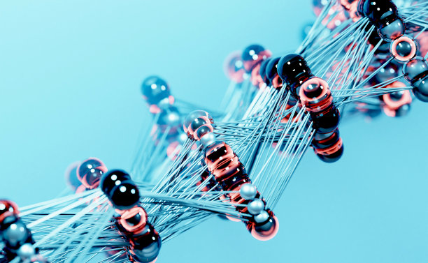 摘要背景，DNI，分子结构，链可视化背景。制药生物化学，医疗技术。3 d渲染图图片下载