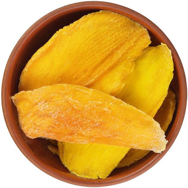 芒果王在一个白色背景的棕色陶瓷碗中干燥。图片下载