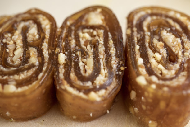 花生酱派卷。特写镜头。图片下载