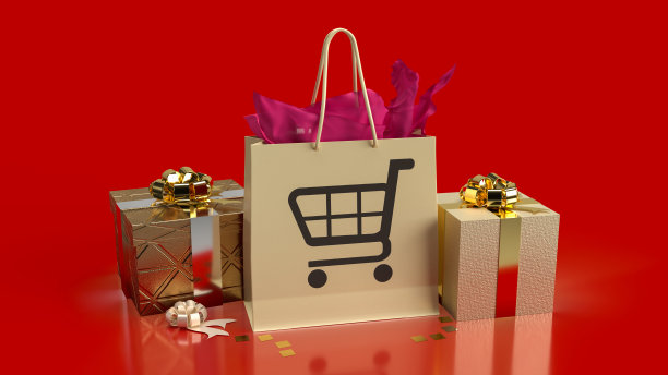 用于在线市场概念3d渲染的平板电脑购物盒图片下载