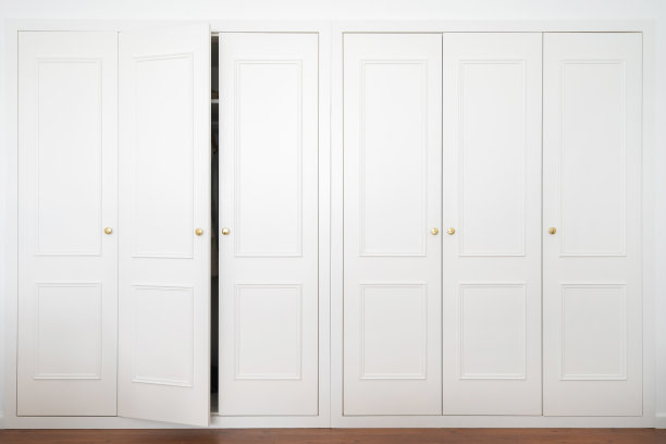 美国经典风格的白色衣柜，半开门图片下载