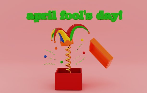 3 d渲染。愚人节。3d插图水平图片下载