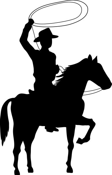 牛仔马剪影图片下载