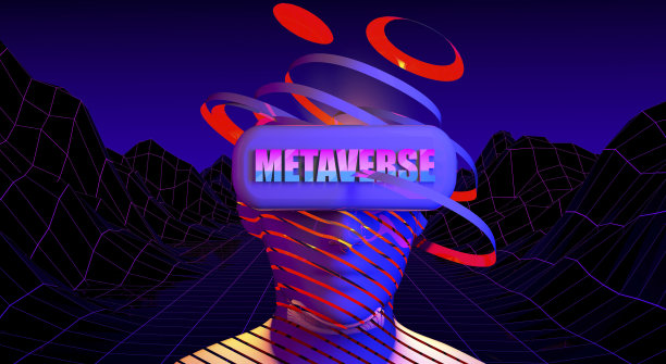 3 d Metaverse的概念。未来数字脸的人在虚拟现实VR眼镜。Nft, crypto，区块链背景。图片下载