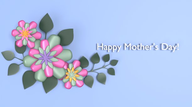 母亲节快乐的标题与鲜花母亲节图片下载