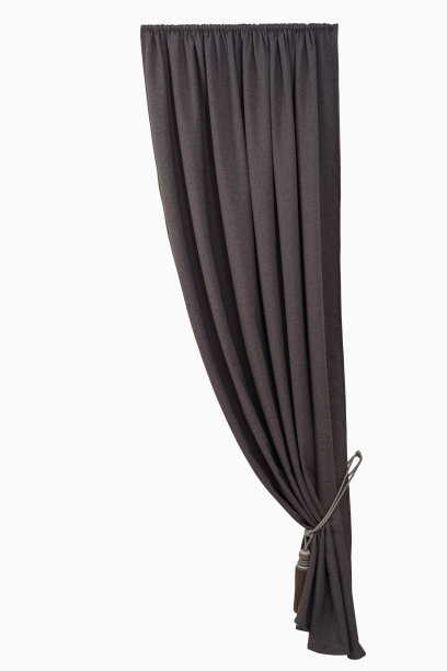 带钩的漂亮窗帘。孤立的白色背景。图片下载