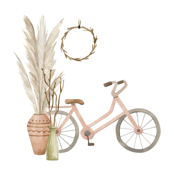 水彩的自行车图片下载