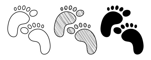 一组手绘向量婴儿脚在涂鸦卡通风格图片下载