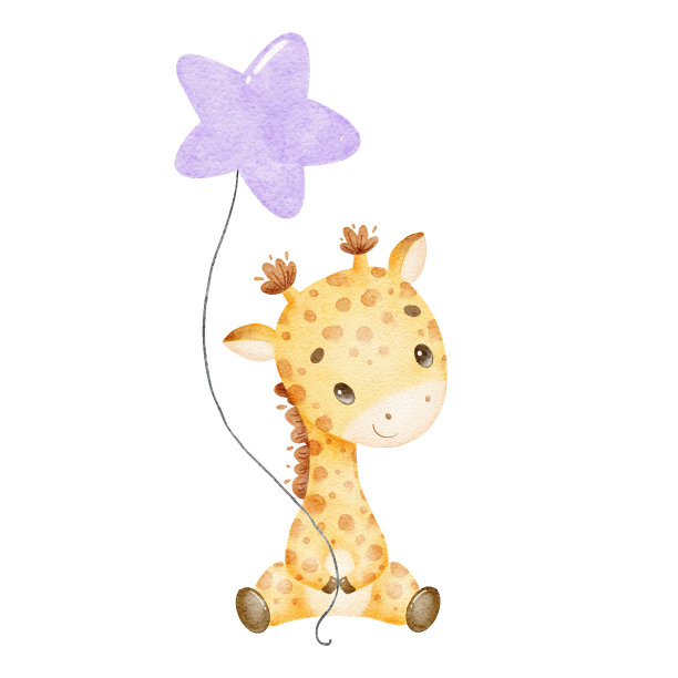 一个可爱的卡通长颈鹿的水彩插图。可爱的热带动物。图片下载