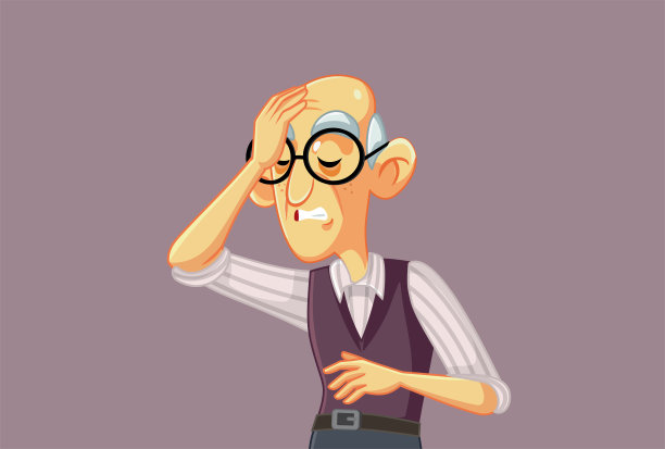 在紧张的情况下感到绝望的高级男子矢量插图图片下载