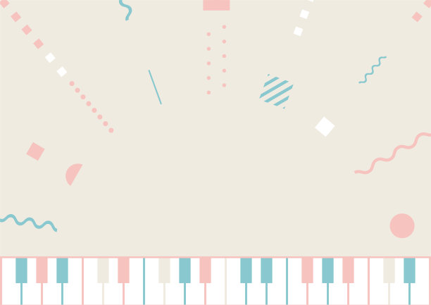 钢琴键盘和几何图案背景的插图图片下载