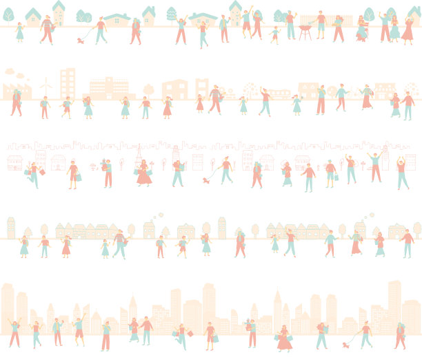 设置插图的生活方式的人和城市景观图片下载