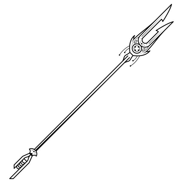 黑色简单线标枪武器涂鸦轮廓元素矢量设计风格草图孤立在白色背景插图，战争图片下载