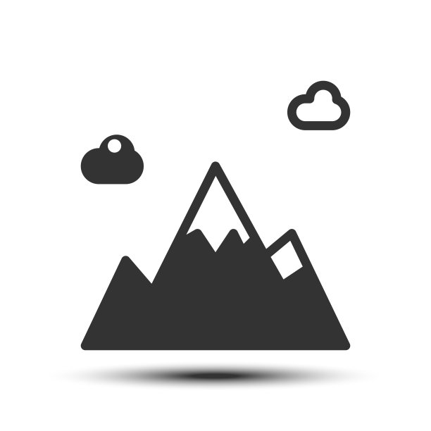 简单的山固体图标，白色背景上的山与自然相关的概念图片下载