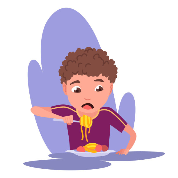 孩子们正在吃早餐或午餐。男孩吃食物。孩子们喜欢的菜肴。营养的饮食习惯图片下载