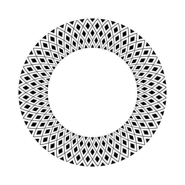 抽象几何圆形图案，用于装饰圆形框架。图片下载