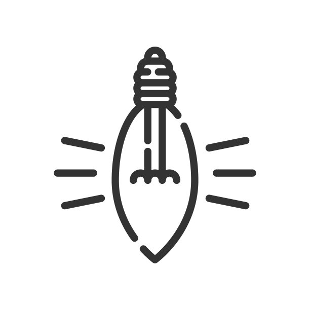 矢量灯泡轮廓图标，光和想法画板64x64像素，孤立的白色背景图片下载