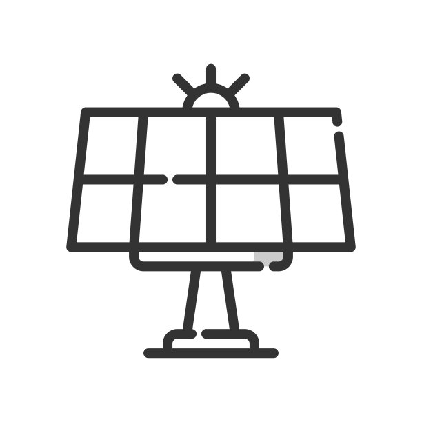 矢量太阳能电池轮廓图标，电力和可再生能源画板64x64像素，孤立的白色背景图片下载