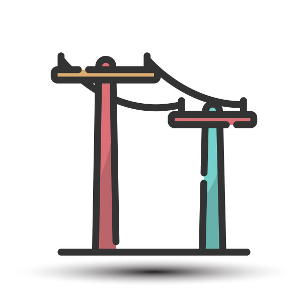 矢量传输线填充线图标，杆和线64x64像素，白色背景图片下载