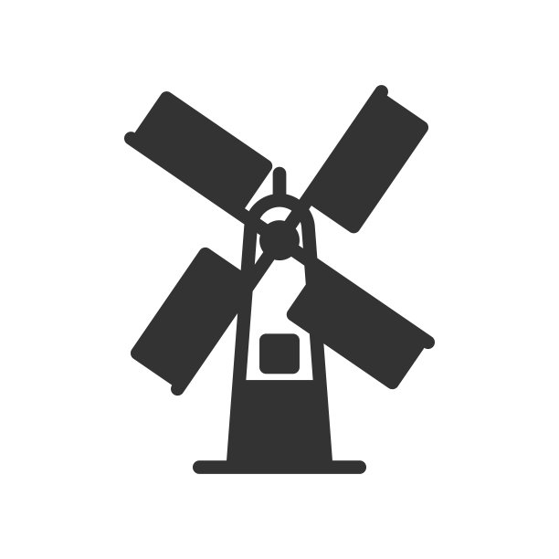 矢量风车固体图标，能量和功率画板64x64像素，孤立的白色背景图片下载