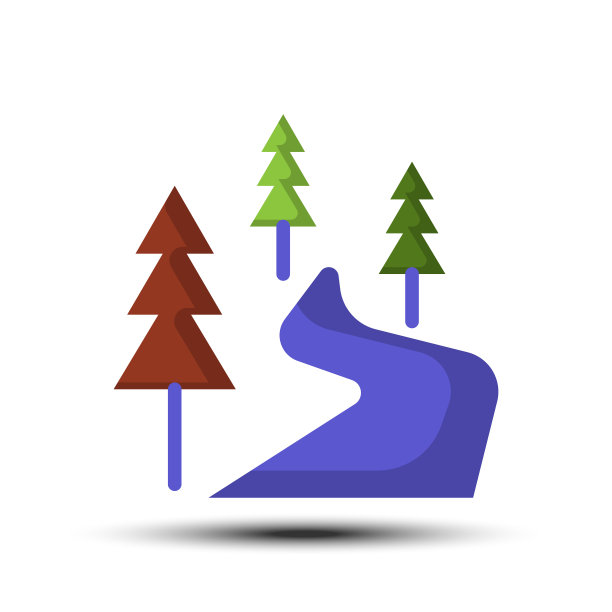 简单的河流平面图标，河流和水的相关概念上的白色背景图片下载