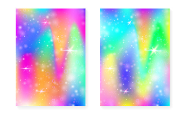 公主背景卡哇伊彩虹梯度。神奇的独角兽图片下载