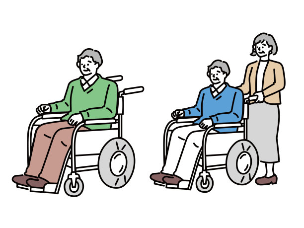 坐轮椅的人（男性，受伤，疾病，住院，骨折，援助，康复）插画图片下载