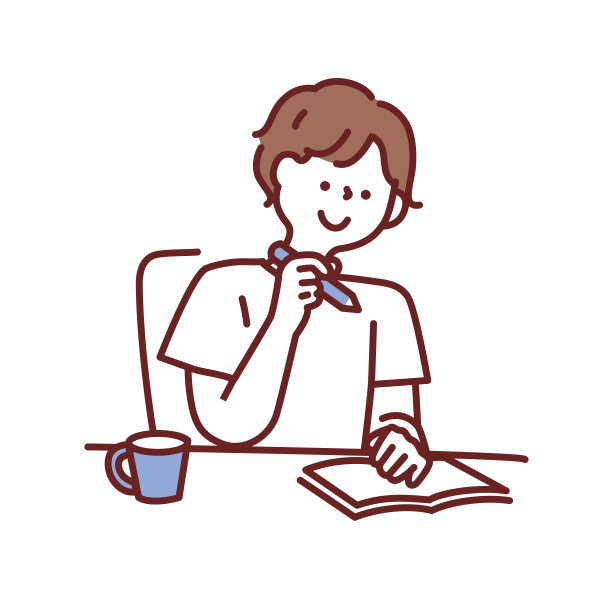 计划插图:思考、阅读、日记、学习、写作、惊喜、学习。图片下载