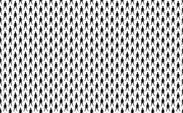 一个男人的影子无缝的图案在白色的背景上。图片下载