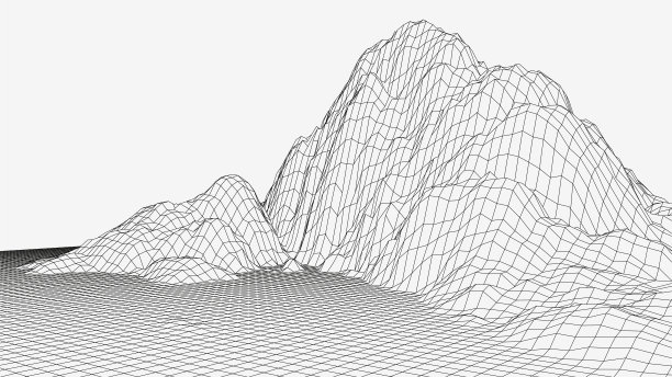 抽象的数字景观。线框景观背景。3d未来矢量插图。图片下载