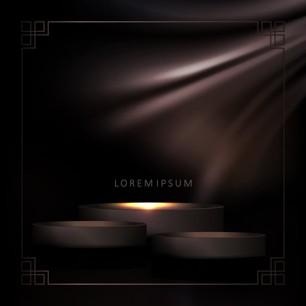 圆形舞台与亮片在深棕色波浪背景图片下载