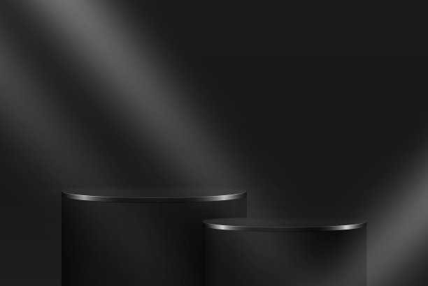 颁奖典礼的舞台。黑色的讲台。基座。现场。聚光灯下。矢量插图。图片下载