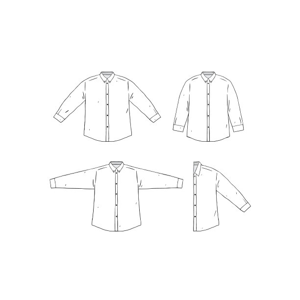 一套空白衬衫设计模板手绘矢量插图。前面的衬衫。白色男性衬衫在白色的背景。图片下载