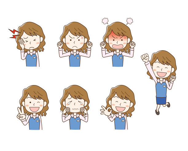 表情姿势插画集2名年轻的女上班族图片下载