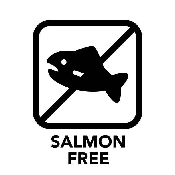 方形框架鲑鱼免费图标，其中一个食物过敏图标设置图片下载