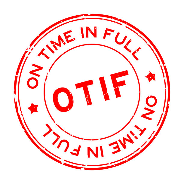 垃圾红色OTIF准时在全字圆形橡胶印章在白色背景上图片下载